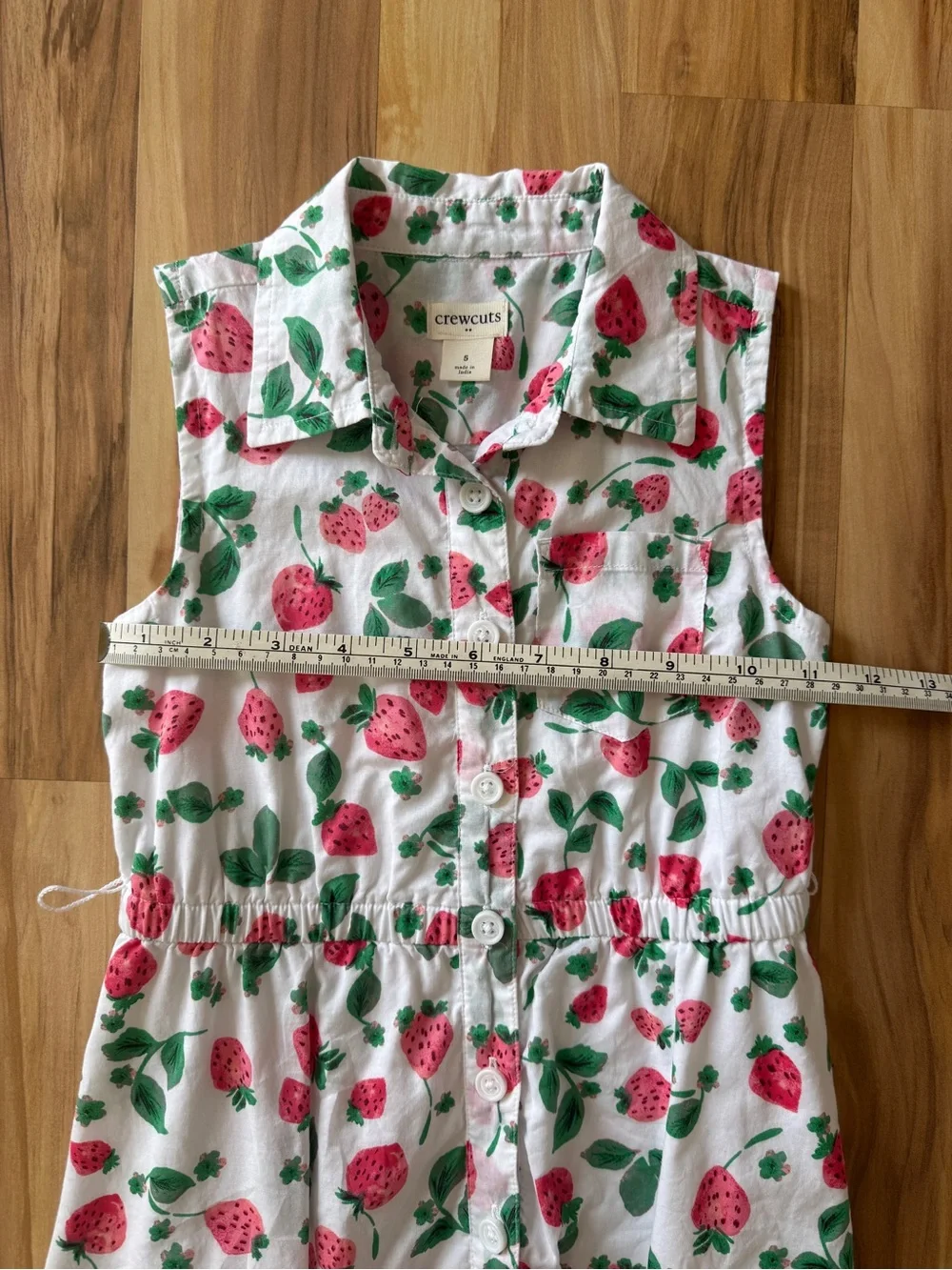 Crewcuts White Strawberry-Print Tie-Waist Dress